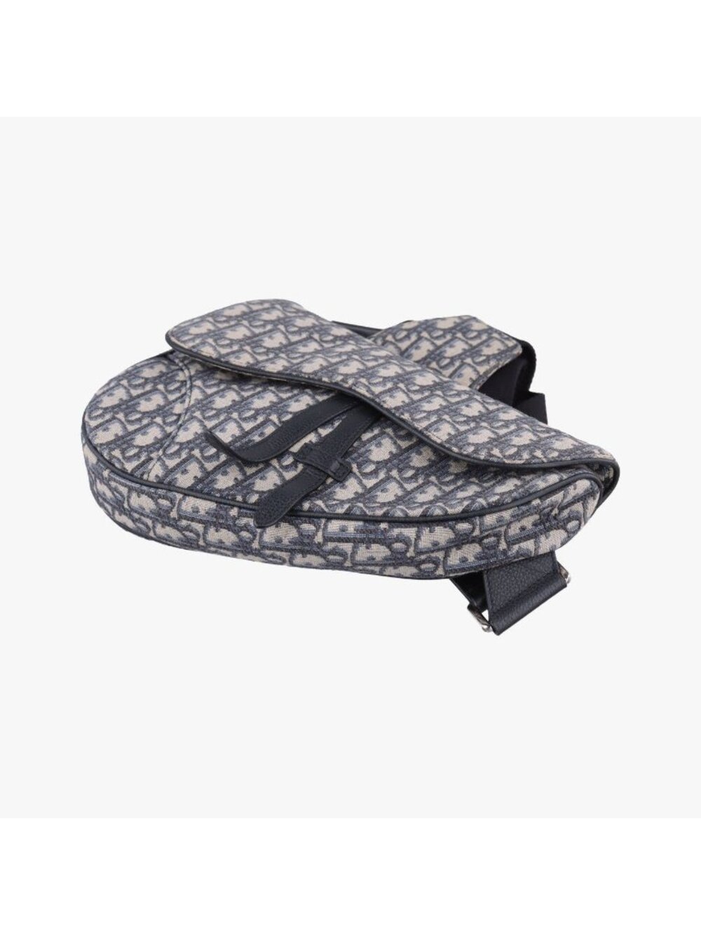Dior Saddle Bag Gray Navy Black Jacquard Leather - Picture 4 of 15